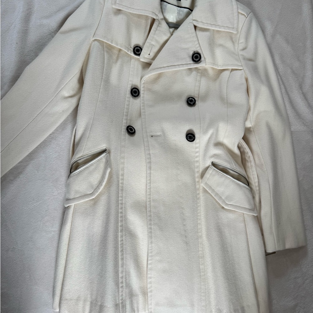 Express Cream Double-Breasted Coat